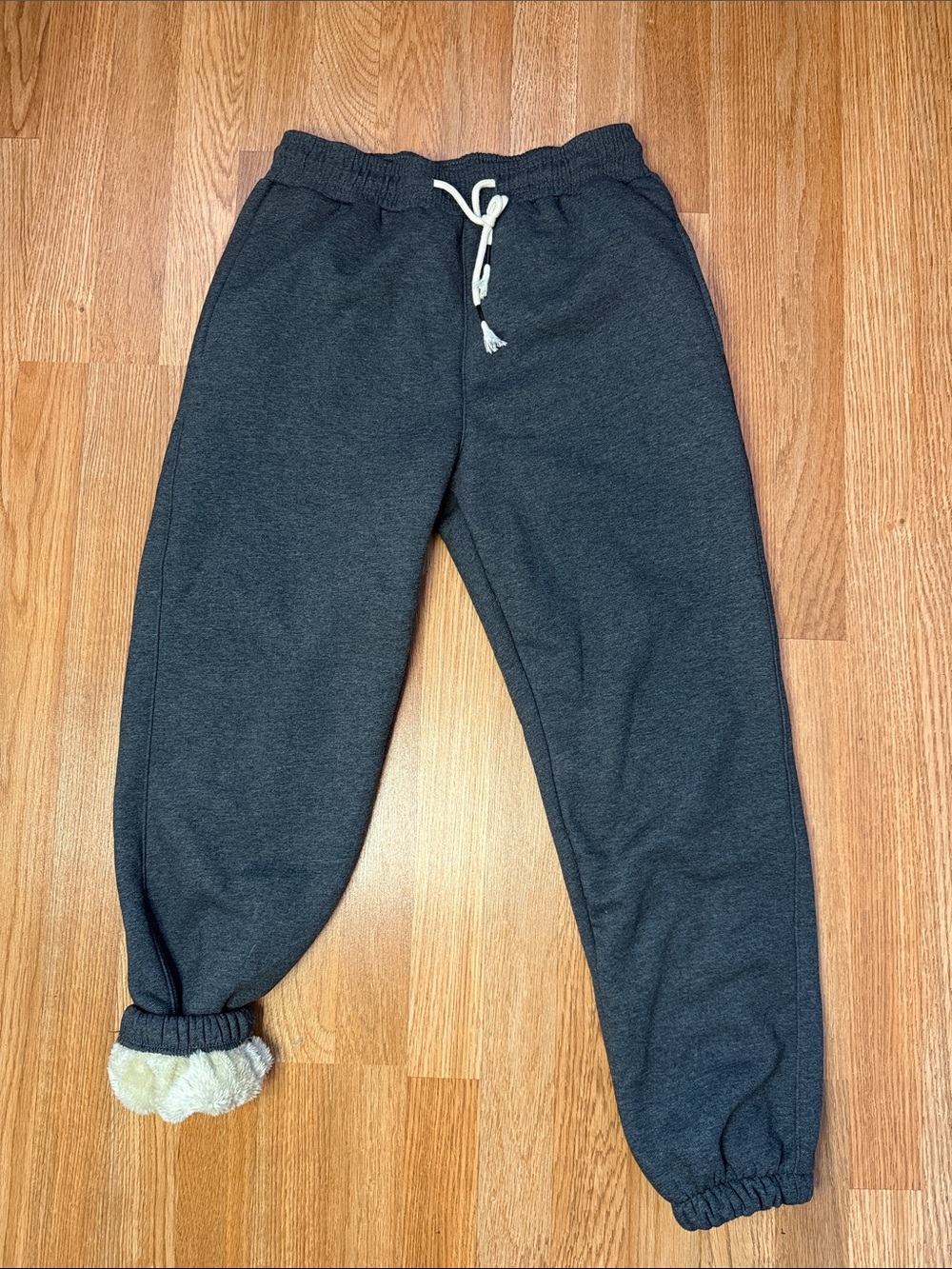 Charcoal Fleece-Lined Cotton Blend Jogger Pants
